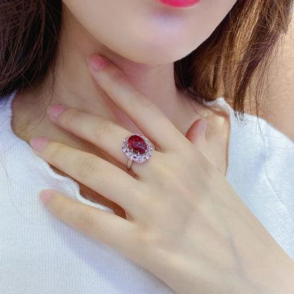 MUSHAN Custom Jewelry 925 Sterling Silver Ring Lab Red Ruby Asscher Classic Ring for Women 18K Gold Plated Anniversary Rings