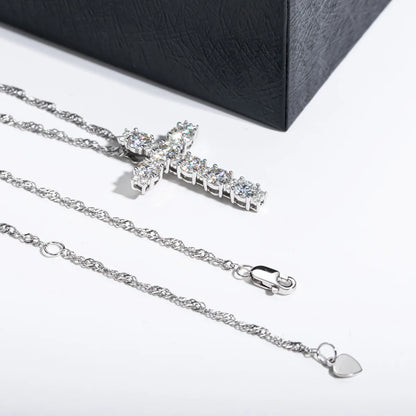 MuShan Luxury Jewelry 925 Sterling Silver Rolo Chain Necklace 3CT Moissanite Hypoallergenic for Mom 18K Gold Plated MST Patent