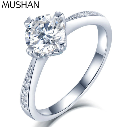 MuShan Luxury Jewelry 925 Sterling Silver Ring Moissanite Diamond Gift Ring Women 18K Real Gold Plated MST Patent GRA Jewellery