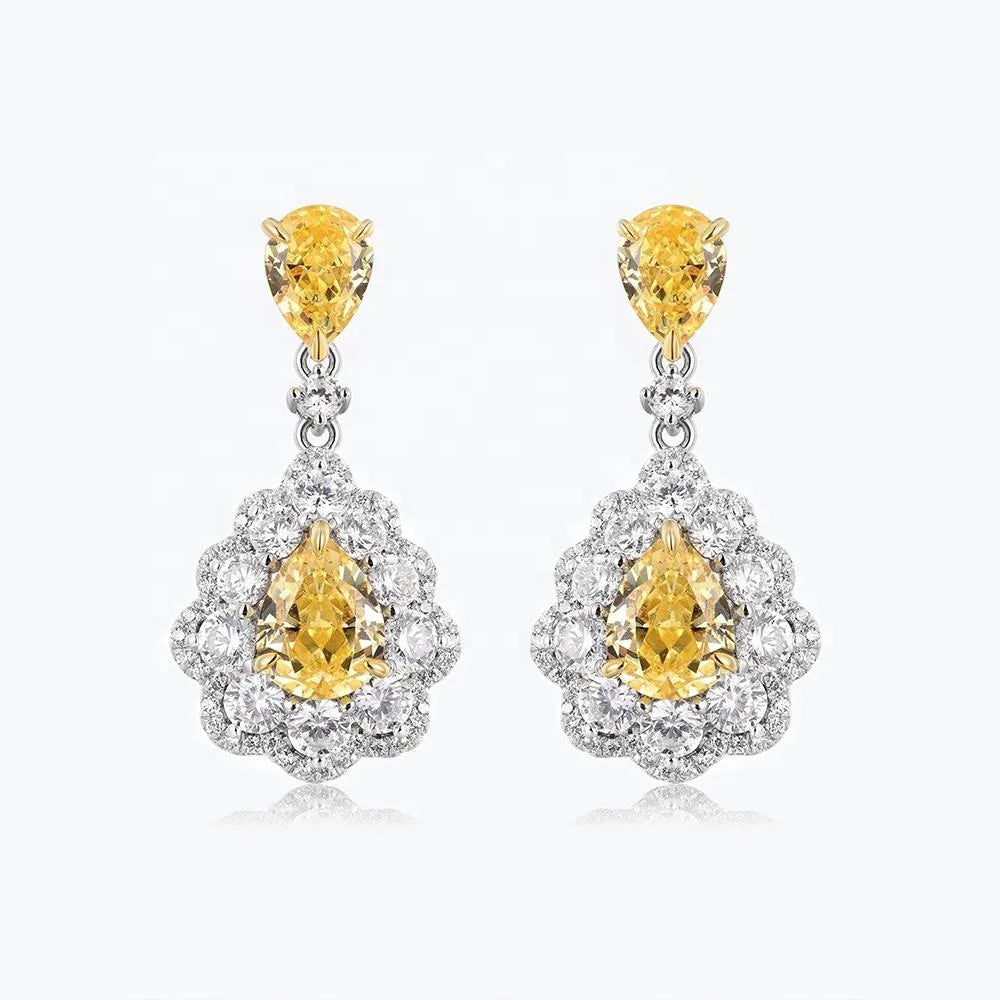 MuShan Jewelry 925 Sterling Silver Earring HCD Gemstones Fine 5A CZ Gemstones Brilliant 925 Sterling Silver Earrings Accessories
