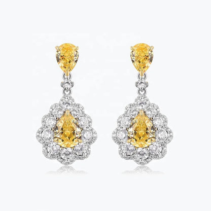 MuShan Jewelry 925 Sterling Silver Earring HCD Gemstones Fine 5A CZ Gemstones Brilliant 925 Sterling Silver Earrings Accessories