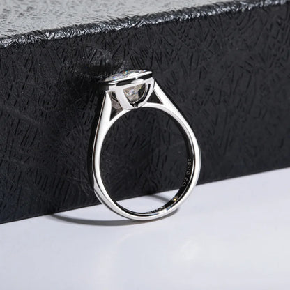 MuShan Designer Jewelry 925 Sterling Silver Ring Round Moissanite Christmas Ring for Bride 18K Gold Plated MST Patent Jewellery
