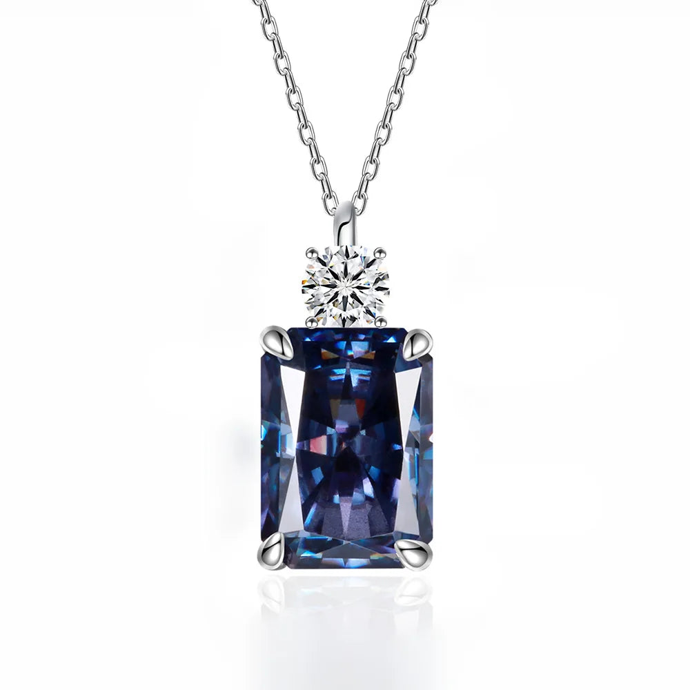 MUSHAN Luxury Jewelry 7ct 8*10 Rectangular Necklace For Women Made Of 925 Silver With Ice Flower Cut High-Carat Diamond Pendant
