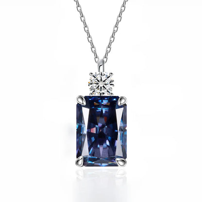MUSHAN Luxury Jewelry 7ct 8*10 Rectangular Necklace For Women Made Of 925 Silver With Ice Flower Cut High-Carat Diamond Pendant