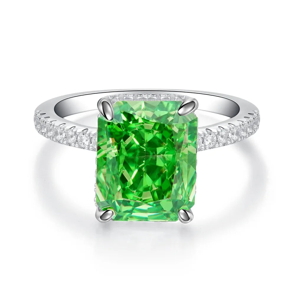 MUSHAN Luxury Jewelry 925 Sterling Silver Ring High Carbon Diamond Emerald Gemstones Ice Flower Cut Rings Bands Fine Jewelry