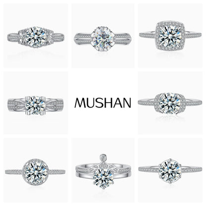 MUSHAN Jewelry 925 Sterling Silver Rings For Women Moissanite Diamond Wedding Ring Bands With GRA Certificate Fine Jewelry