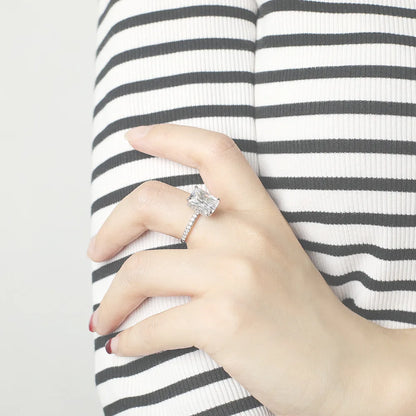 MuShan Designer Jewelry 925 Sterling Silver Ring Zircon 5A Grade Cushion Casual for Fiancee Real Gold Plated Fine Jewelry Rings