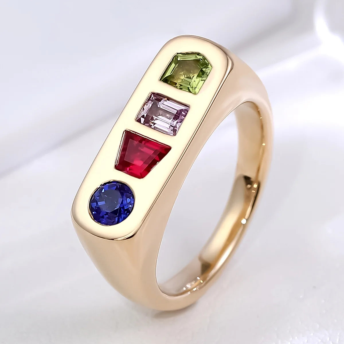 MUSHAN Bespoke Jewelry 14k 18k Gold Ring Band Lab Grown Ruby Sapphire for Women 18K Gold GRC Certificate Rings Fine Jewelry