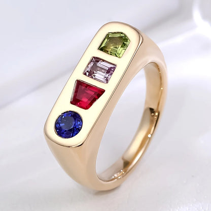 MUSHAN Bespoke Jewelry 14k 18k Gold Ring Band Lab Grown Ruby Sapphire for Women 18K Gold GRC Certificate Rings Fine Jewelry