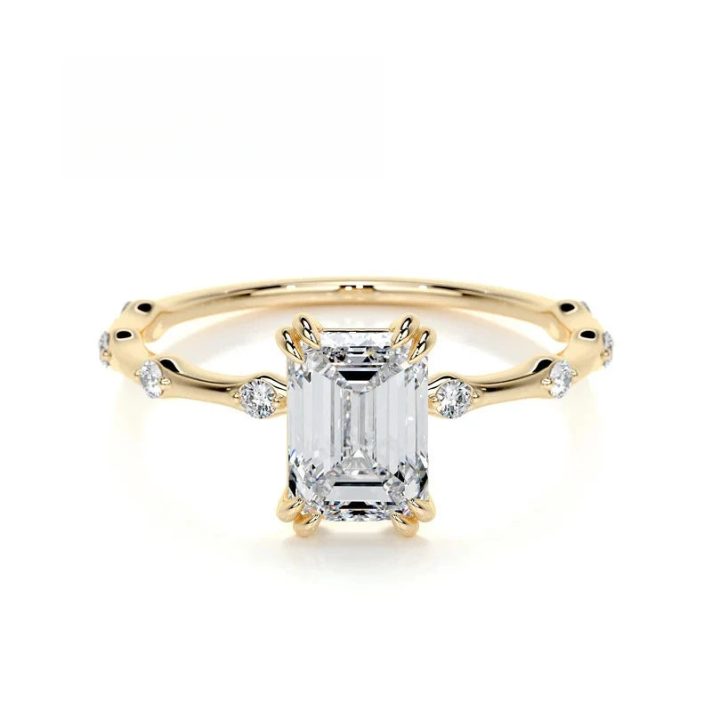 Mushan Luxury Jewelry S 925 Sterling Silver Set With Moissanite D Color 2 Ct Wedding Ring With Certificate Light Luxury Ring