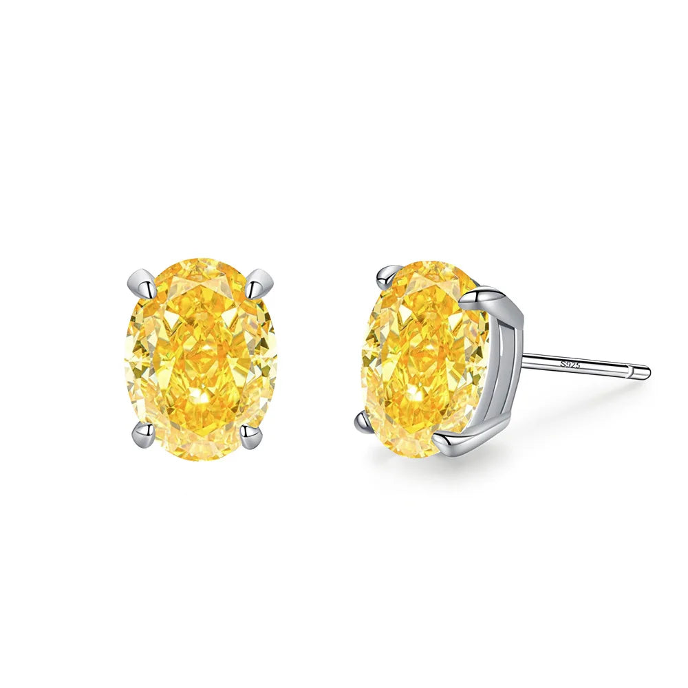 MUSHAN Brand JewelryS925 Sterling Silver Oval Mint Green Stud Earrings Women'S High Carbon Diamond Super Flash Geometry Earrings