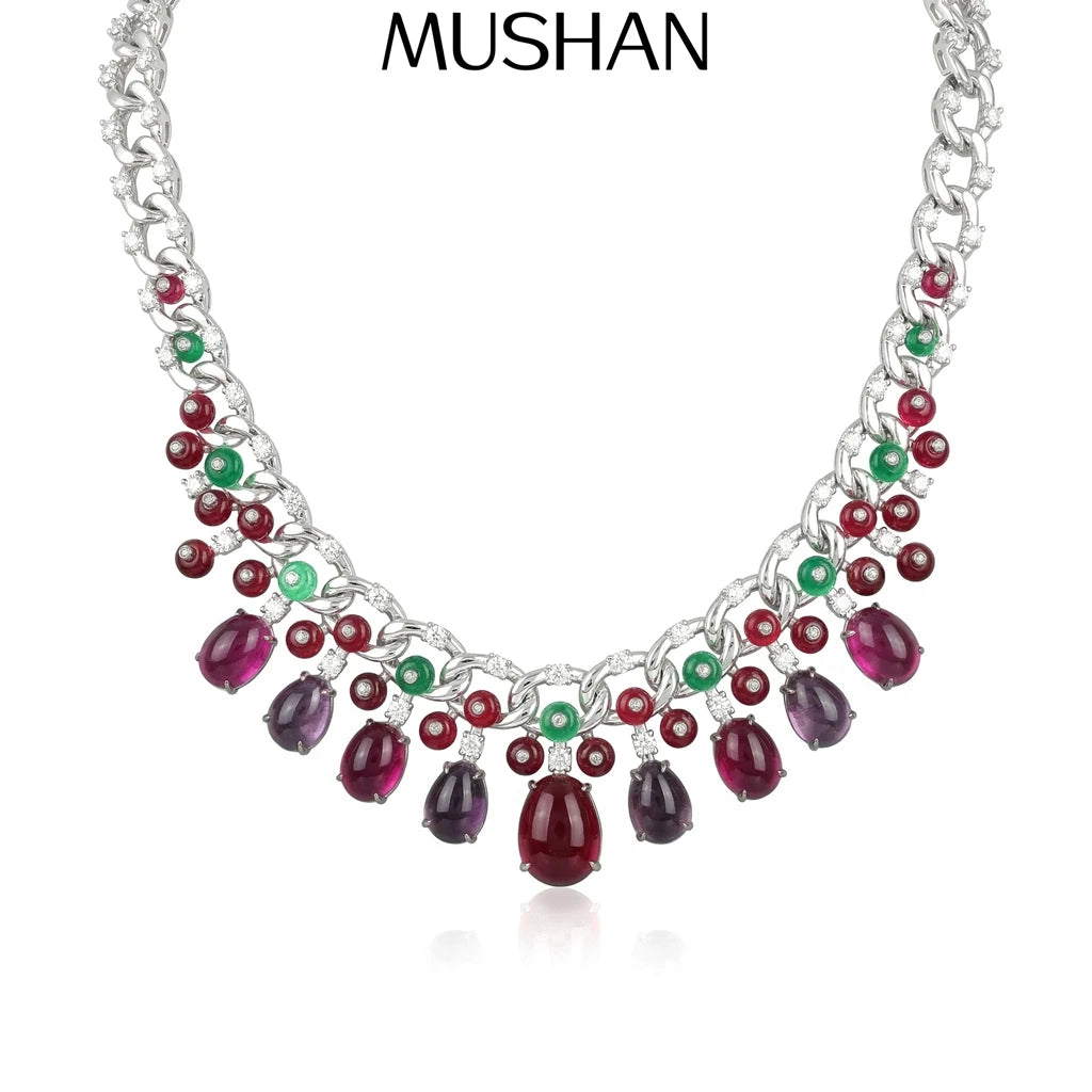 MuShan Jewelry 925 Sterling Silver Necklace Designer High Carbon Gemstones HCD Diamond 925 Sterling Silver Necklace Accessories