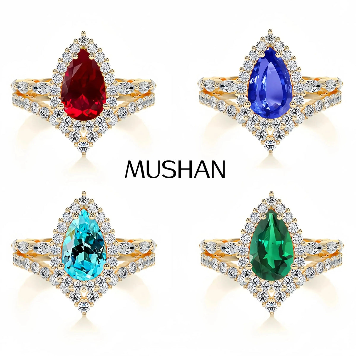 MUSHAN Bespoke Luxury Jewelry 925 Sterling Silver Ring Band Lab Grown Sapphire Ruby Paraiba Ring for Women 18K Gold Plated Rings
