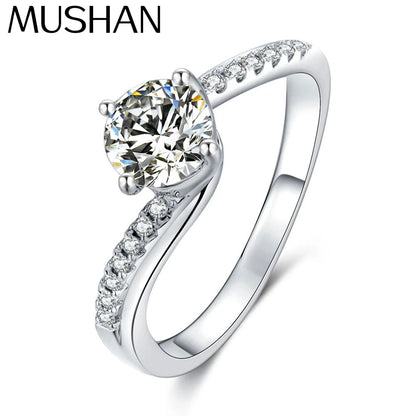 MuShan Jewelry 925 Sterling Silver Ring Moissanite D Color VVS Luxury Winsome Pear 925 Sterling Silver Rings Diamond Accessories