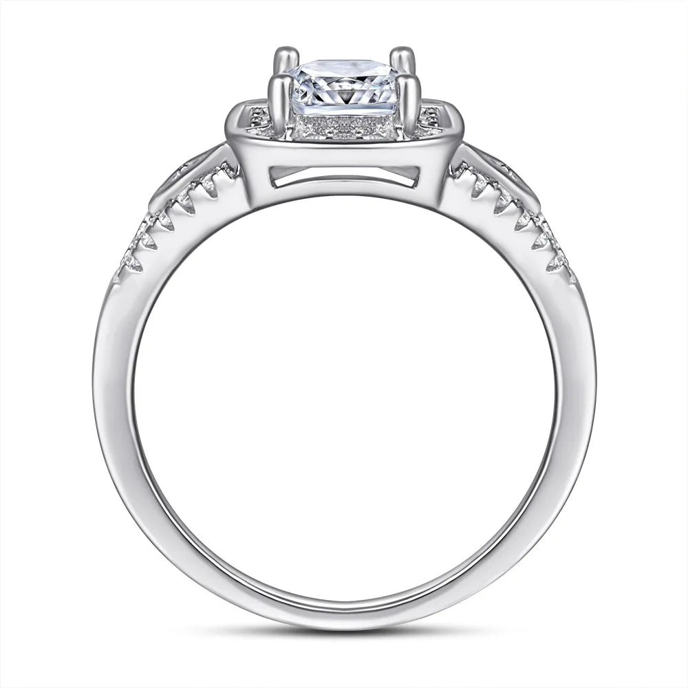 MuShan Jewelry 925 Sterling Silver Timeless Engagement Ring 5A Cubic Zirconia Valentine Anniversary Rings Bands  Women Gift