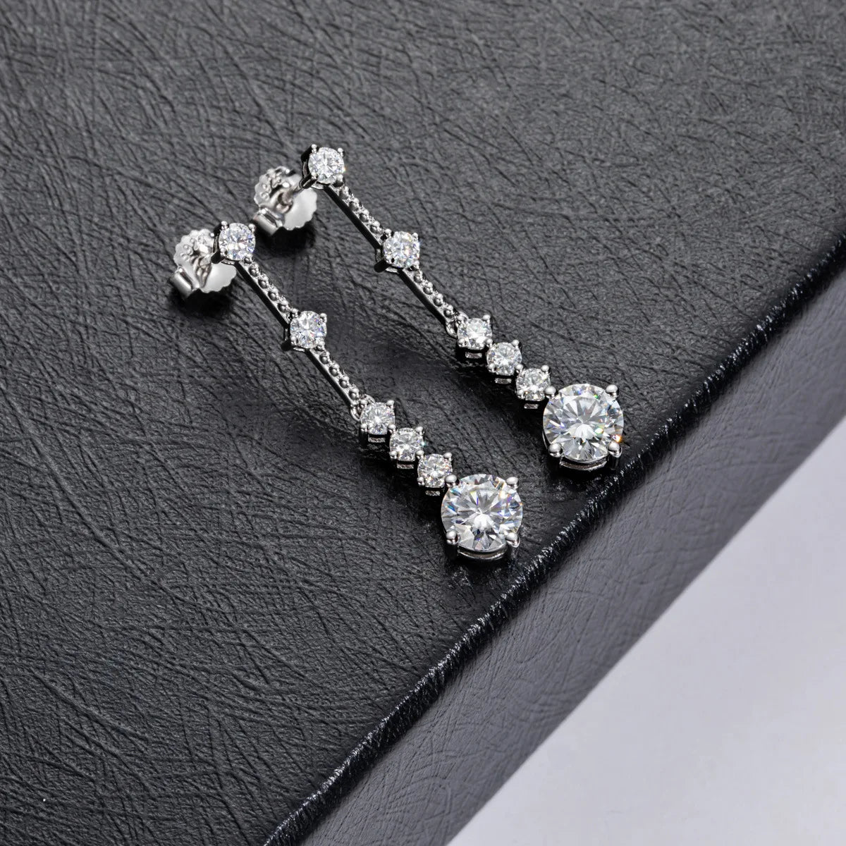 MuShan Designer Jewelry 925 Sterling Silver Ear Line Moissanite Party Platinum Plated for Girlfriend MST Patent Earrings