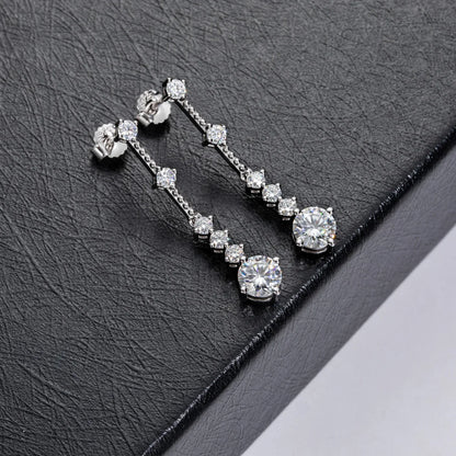 MuShan Designer Jewelry 925 Sterling Silver Ear Line Moissanite Party Platinum Plated for Girlfriend MST Patent Earrings