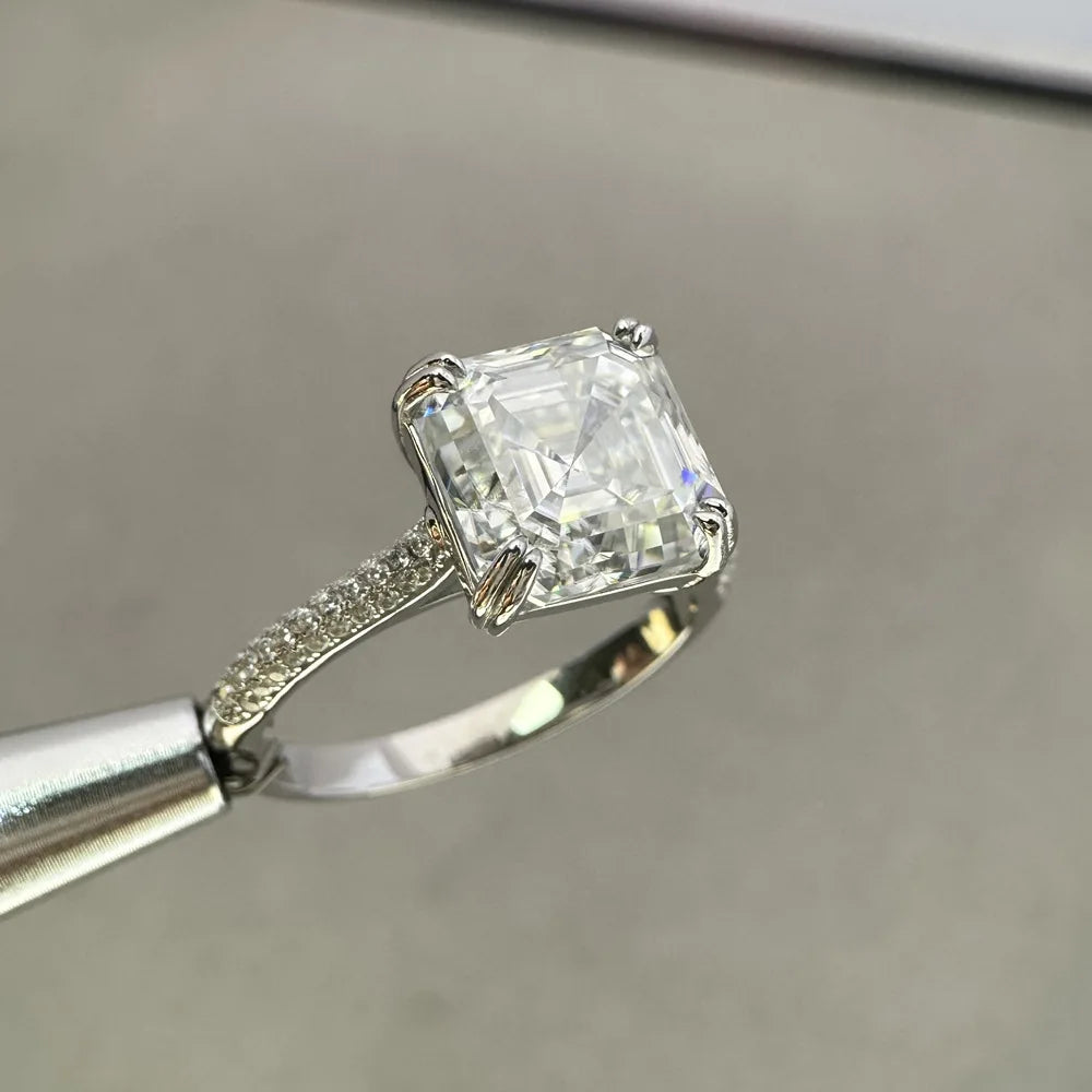 MuShan Designer Jewelry 925 Sterling Silver Ring VVS Moissanite Present Ring Women 18K Gold Plated MST Patent Fine Rings