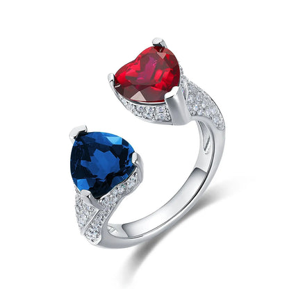 MUSHAN Luxury Jewelry Love Growing Precious Gemstone Ring S925 Sterling Silver Set With Cultured Red Gemstone Open Style Ring