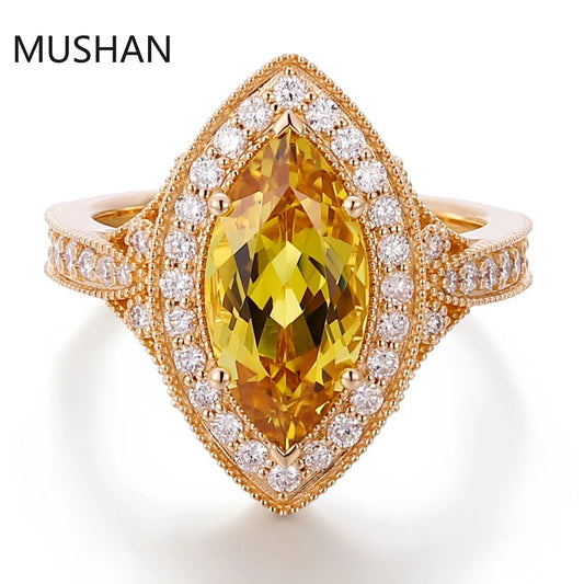MUSHAN Luxury Custom 14K 18K Gold Rings Band Jewelry With Moissanite Diamond Lab Grown Gemstones Diamond Wedding Ring For Women