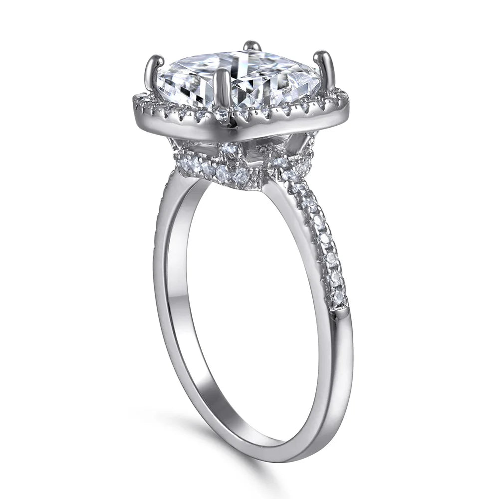 MuShan Jewelry 925 Sterling Silver Rings Bands Engagement Ring 7A Cubic Zirconia Valentine Modern Anniversary  Women Gift