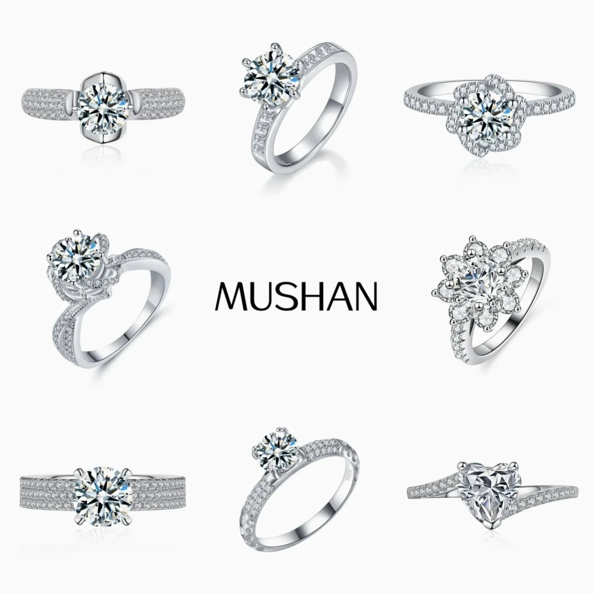 MUSHAN Designer Jewelry 925 Sterling Silver Rings Bands Moissanite Diamond Ring For Women GRA Certificate s925 Fine Jewelry