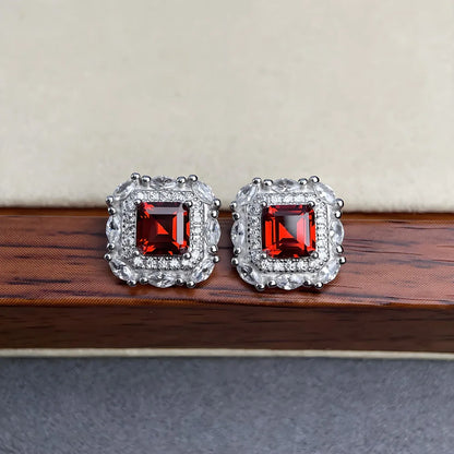 MuShan Jewelry 925 Sterling Silver Stud Earrings Dangle HCD Gemstones Party Cocktail Statement Jewelry Women Earring Fine Jewelr