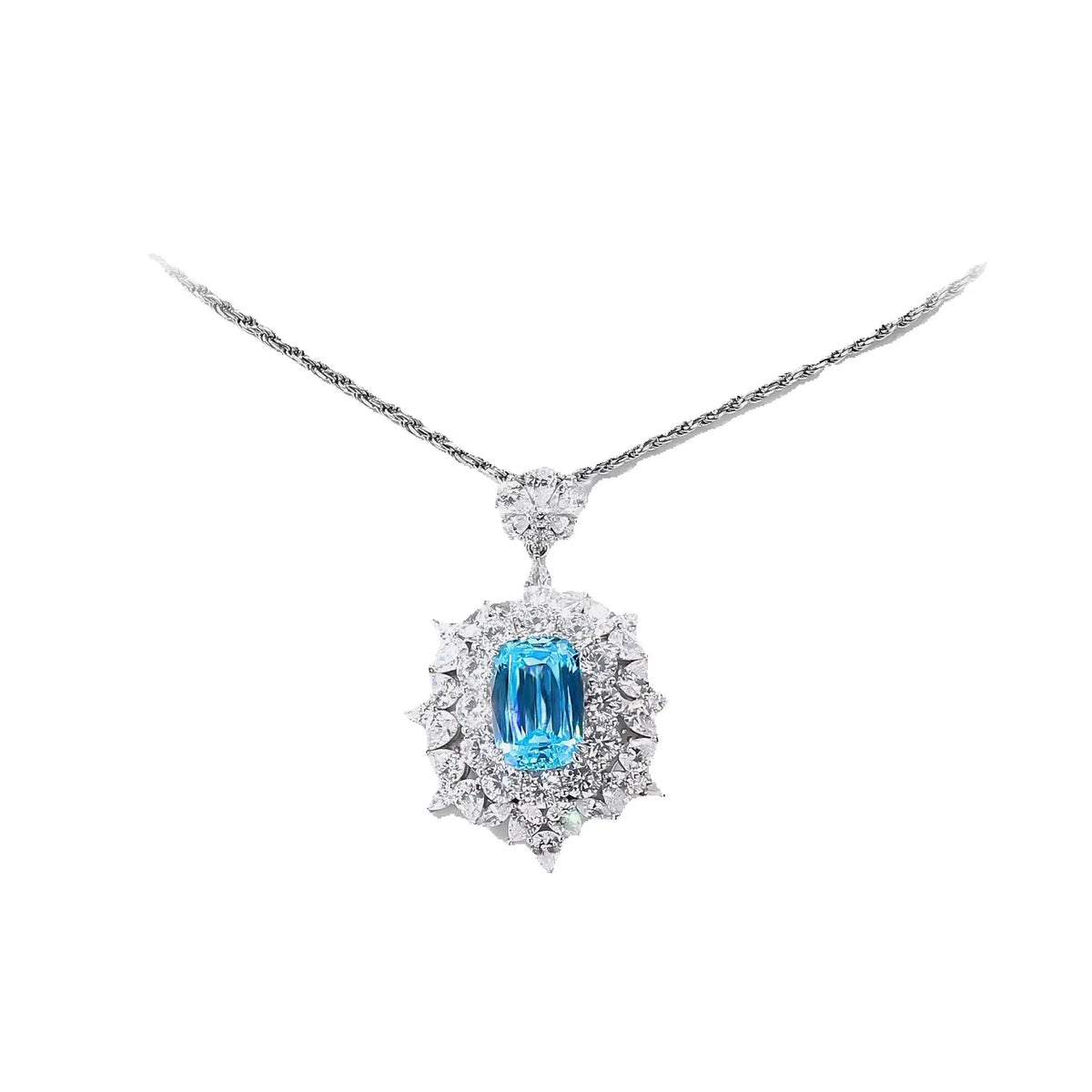 MuShan Jewelry 925 Sterling Silver Necklace 5A CZ Gemstones HCD Gemstones Luxury 925 Sterling Silver Necklace Accessories