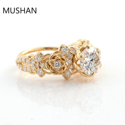 MUSHAN Luxury Custom 14K 18K Gold Rings Band Jewelry With Moissanite Diamond Lab Grown Gemstones Diamond Wedding Ring For Women