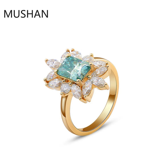 MUSHAN Luxury Custom 14K 18K Gold Rings Band Jewelry With Moissanite Diamond Lab Grown Gemstones Diamond Wedding Ring For Women