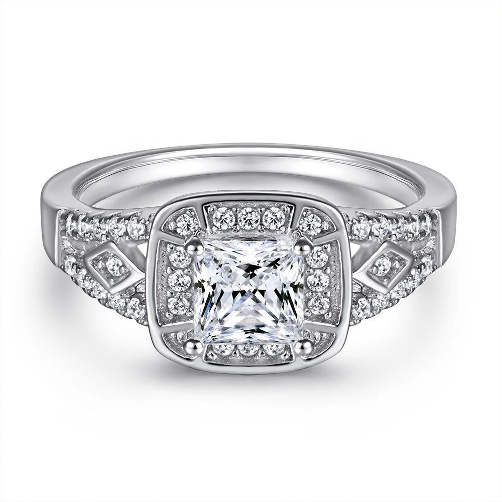 MuShan Jewelry 925 Sterling Silver Timeless Engagement Ring 5A Cubic Zirconia Valentine Anniversary Rings Bands  Women Gift