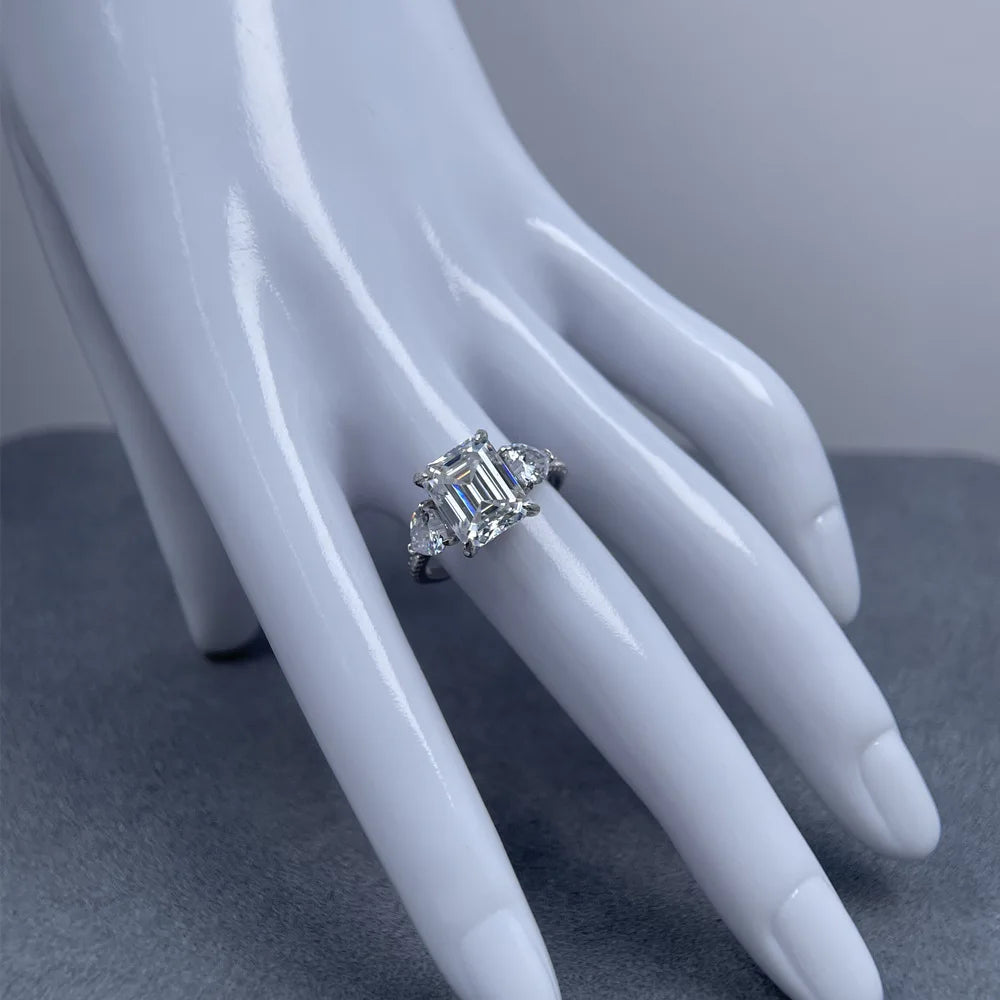 MuShan Luxury Jewelry 925 Sterling Silver Ring Round Moissanite Bespoke Ring for Friend 18K Gold Plated MST Patent Rings