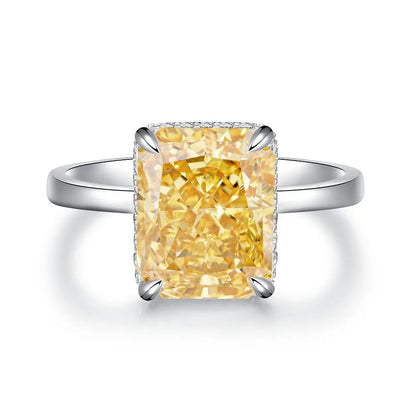 MUSHAN Luxury Jewelry S925 Pure Silver Yellow Diamond Ring  Ice Flower Cut 8a Zircon Stone Setting For Women