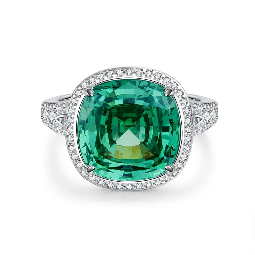 MUSHAN Luxury Jewelry 925 Sterling Silver Ring High Carbon Diamond Emerald Gemstones Ice Flower Cut Rings Bands Fine Jewelry