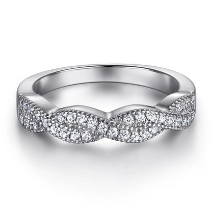 MuShan Jewelry 925 Sterling Silver Rings Bands Promise Ring 7A Cubic Zirconia  Women Valentine Anniversary  Women Gift