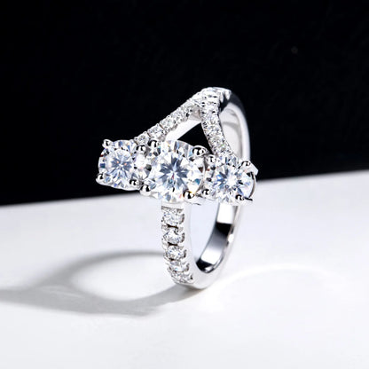 MuShan Luxury Jewelry 925 Sterling Silver Ring Moissanite Stunning Ring for Ladies 18K Gold Plated MST Patent GRA Fine Rings