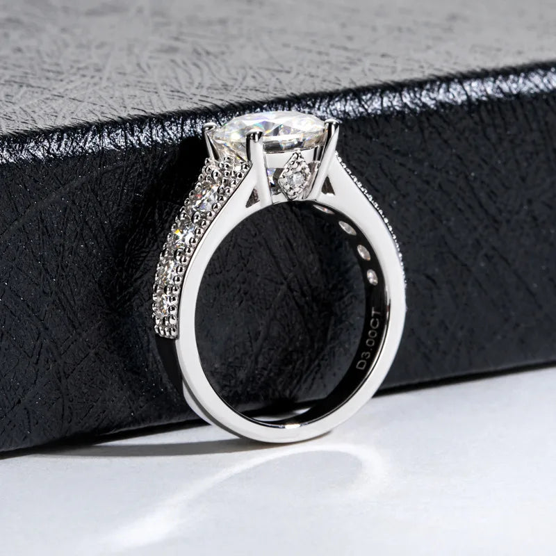 MuShan Brand Jewelry 925 Sterling Silver Ring Moissanite Crafted Ring for Lover 18K Real Gold Plated MST Patent Fine Rings