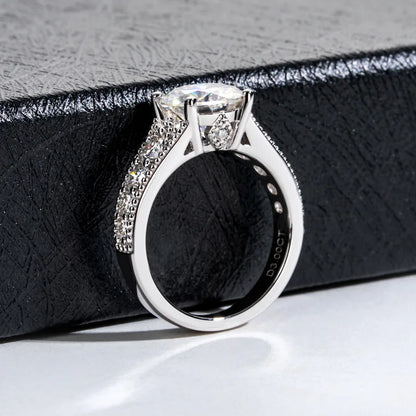 MuShan Brand Jewelry 925 Sterling Silver Ring Moissanite Crafted Ring for Lover 18K Real Gold Plated MST Patent Fine Rings