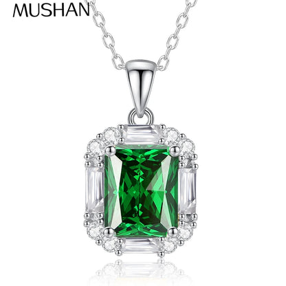 MuShan Brand Jewelry 925 Sterling Silver Necklace Zircon 7A Initial Office for Wife Rhodium Plated Premium Jewelry Pendant