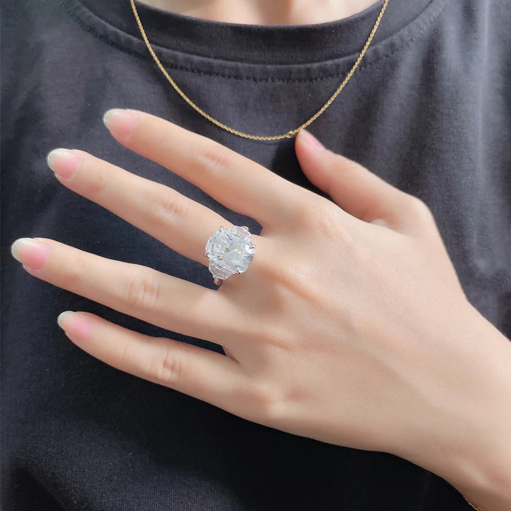 MuShan Brand Jewelry 925 Sterling Silver Ring VVS Moissanite Date Night Ring for Friend 18K Gold Plated MST Patent Jewellery