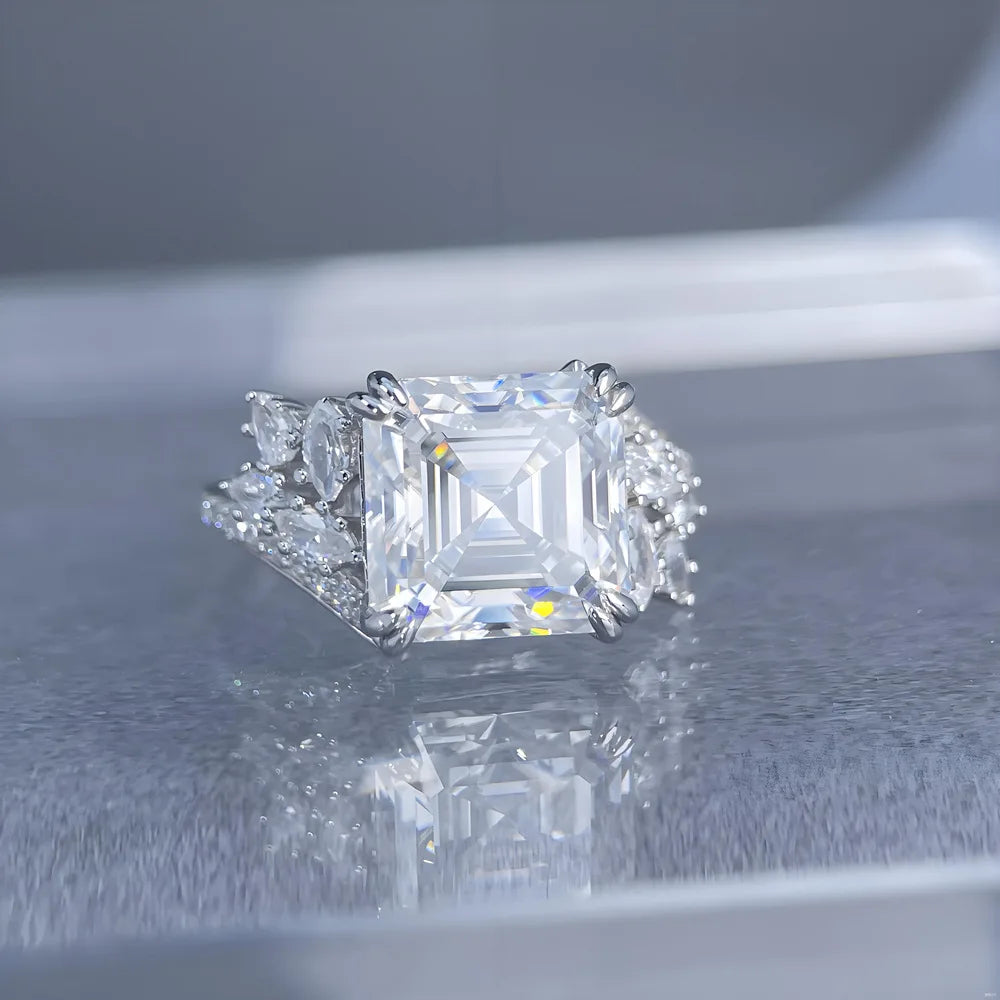 MuShan Designer Jewelry 925 Sterling Silver Ring Moissanite Diamond Casual Ring for Bride 18K Real Gold Plated MST Patent Rings