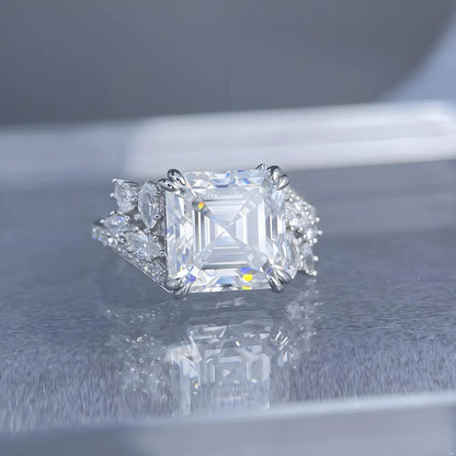 MuShan Designer Jewelry 925 Sterling Silver Ring Moissanite Diamond Casual Ring for Bride 18K Real Gold Plated MST Patent Rings