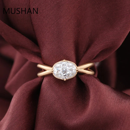 MUSHAN Luxury Custom 14K 18K Gold Rings Band Jewelry With Moissanite Diamond Lab Grown Gemstones Diamond Wedding Ring For Women