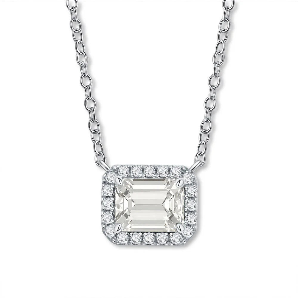 MUSHAN Luxury Jewelry Female S925 Sterling Silver High Carbon Diamond Sugar Cube Pendant With Diamond Sapphire Necklace