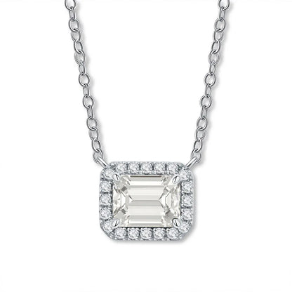 MUSHAN Luxury Jewelry Female S925 Sterling Silver High Carbon Diamond Sugar Cube Pendant With Diamond Sapphire Necklace