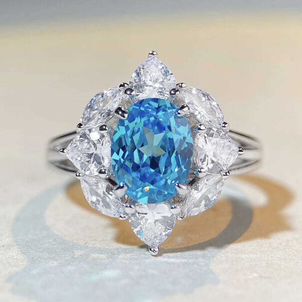 MuShan Luxury Jewelry 925 Sterling Silver Ring Zircon 5A Grade Triangle Office for Girls Rhodium Plated Fine Jewelry Rings