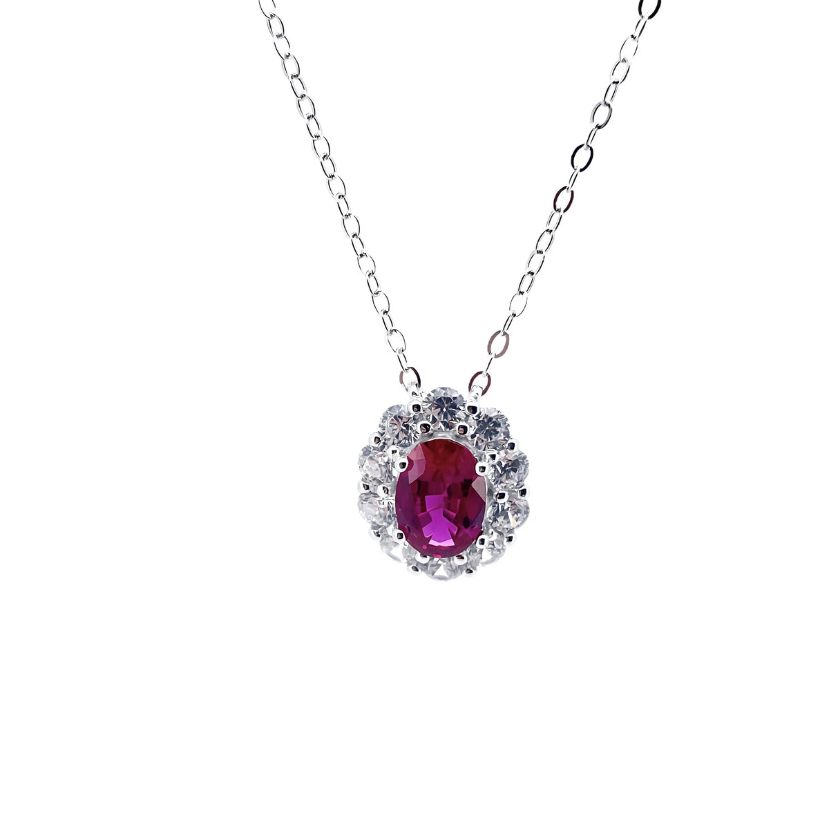 MuShan Jewelry 925 Sterling Silver Necklace Lab Grown Ruby Cushion Evening Wear for Women 18K Gold Plated Anniversary Necklace