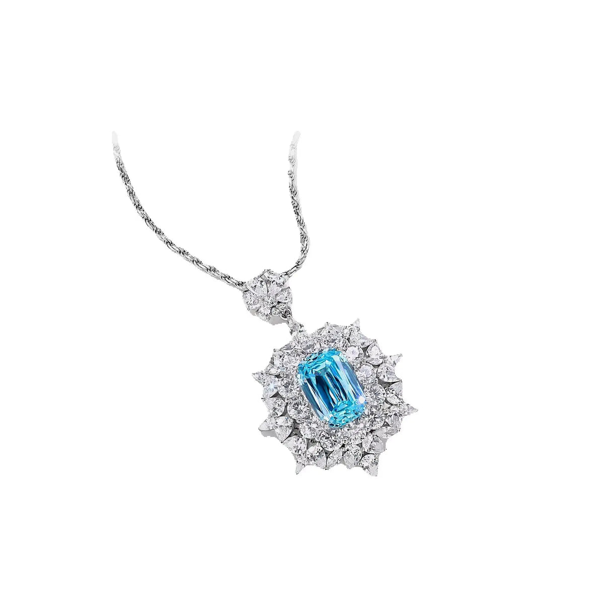 MuShan Jewelry 925 Sterling Silver Necklace 5A CZ Gemstones HCD Gemstones Luxury 925 Sterling Silver Necklace Accessories