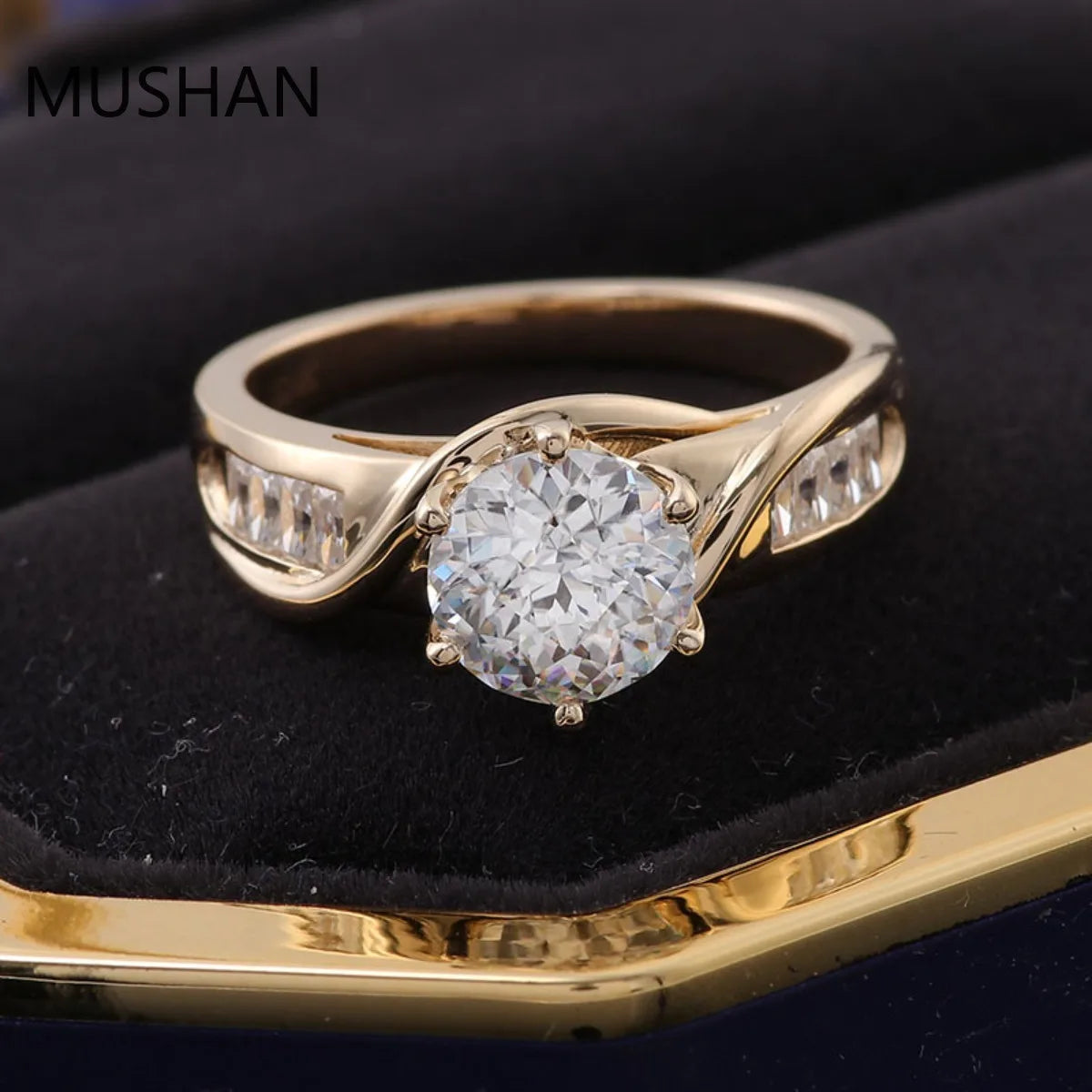 MUSHAN Luxury Custom 14K 18K Gold Rings Band Jewelry With Moissanite Diamond Lab Grown Gemstones Diamond Wedding Ring For Women