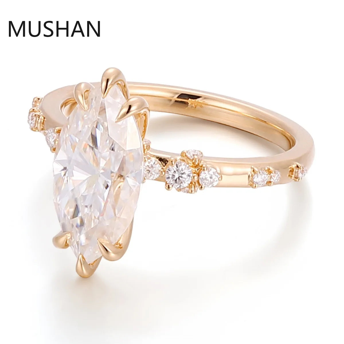 MUSHAN Luxury Custom 14K 18K Gold Rings Band Jewelry With Moissanite Diamond Lab Grown Gemstones Diamond Wedding Ring For Women